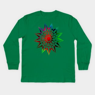 Trippy Star Geometric Abstract Colorful Star Kids Long Sleeve T-Shirt